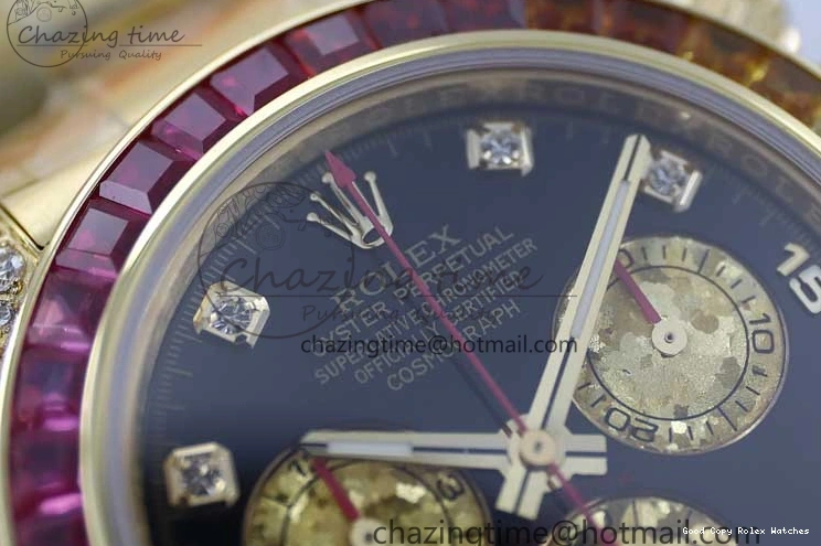 AAA Replica Watches 116595RBOW Black on A Diamonds 2406 Best YG 904L YG Dial Edition Bracelet Effortless TWF 1:1 Steel Daytona YG 0109